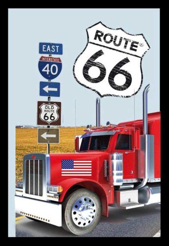 empireposter Route 66 Truck - Bedruckter Spiegel mit Kunststoff Rahmen in Holzoptik, Kult-Spiegel - Grösse 20x30 cm von empireposter