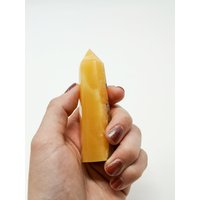 Oranger Calcit Turm, Dendritic Calcit, Crystal Point, Kristall von Empirori