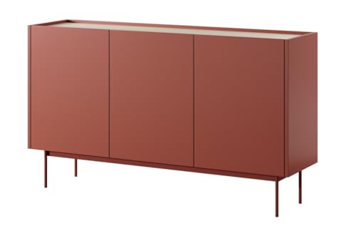 Emporius Kommode 145 cm Laris - Sideboard 3 Türen, Loft, Metallbeine - Rot Emporius Kommode 145 cm Laris - Sideboard 3 Türen, Loft, Metallbeine - Rot von Emporius