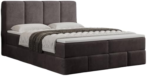 Emporius Sally Boxspringbett 160x200 cm mit Bonell-Matratze - Doppelbett, Topper, Bettkasten, Velvet Dunkelgrau (Element 1) von Emporius