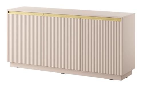 Emporius Sideboard 150 cm Baron - Modern, Kommode mit 3 Türen - Kommode mit Gold Accessoires und geriffelten Fronten - Beige Emporius Sideboard 150 cm Baron - Modern, Kommode mit 3 Türen - Kommode mit Gold Accessoires und geriffelten Fronten - Beige von Emporius