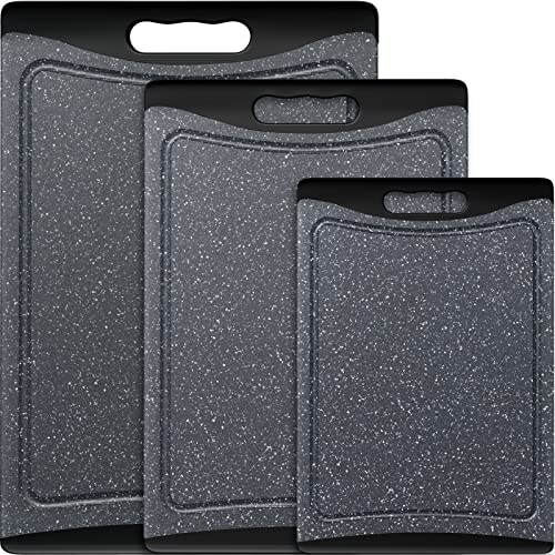 Extra Large Cutting Boards, Plastic Cutting Boards for Kitchen (Set of 3) Cutting Board Set Dishwasher Chopping Board with Juice Grooves Easy-Grip Handles, Dark Grey, Empune von Empune