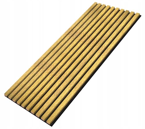 EmsCraft24 Akustikpaneele 1,228m² - 275cm x 46cm x 1.8cm - | Akustikpaneel | Lamellenverkleidung | Wandverkleidung | Akustikfilz | Wandpaneele auf filz (013 - Gold mit Struktur) von EmsCraft24