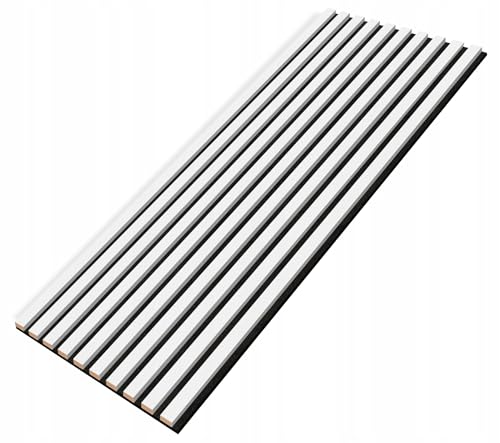 EmsCraft24 Akustikpaneele 1,228m² - 275cm x 46cm x 1.8cm - | Akustikpaneel | Lamellenverkleidung | Wandverkleidung | Akustikfilz | Wandpaneele auf filz (015 - Weiß Matt) von EmsCraft24