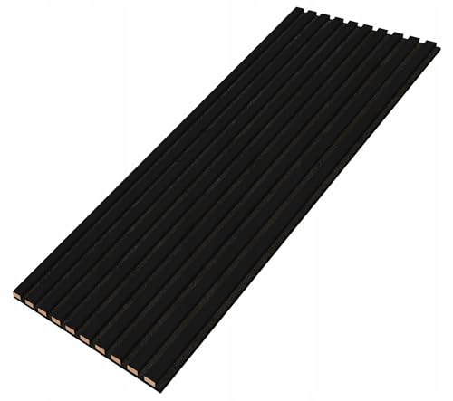 EmsCraft24 Akustikpaneele 1,228m² - 275cm x 46cm x 1.8cm - | Akustikpaneel | Lamellenverkleidung | Wandverkleidung | Akustikfilz | Wandpaneele auf filz (016 - Schwarz Matt) von EmsCraft24
