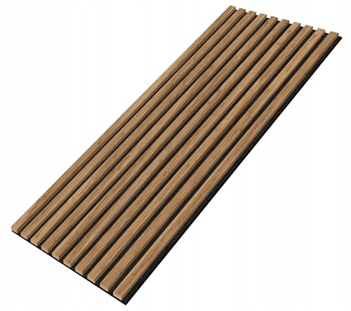 EmsCraft24 Akustikpaneele 1,228m² - 275cm x 46cm x 1.8cm - | Akustikpaneel | Lamellenverkleidung | Wandverkleidung | Akustikfilz | Wandpaneele auf filz (018 - Eiche Wotan) von EmsCraft24