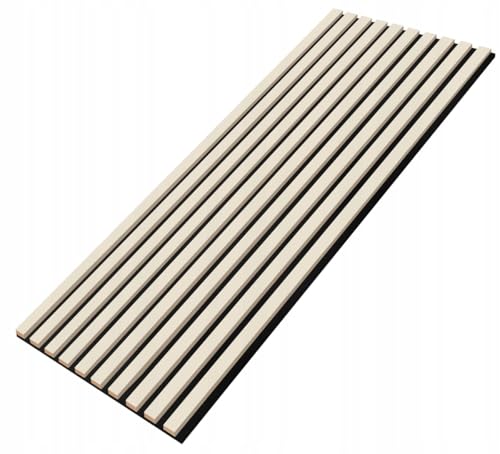 EmsCraft24 Akustikpaneele 1,228m² - 275cm x 46cm x 1.8cm - | Akustikpaneel | Lamellenverkleidung | Wandverkleidung | Akustikfilz | Wandpaneele auf filz (027 - Beige) von EmsCraft24