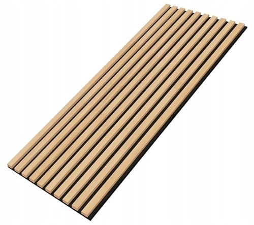EmsCraft24 Akustikpaneele 1,228m² - 275cm x 46cm x 1.8cm - | Akustikpaneel | Lamellenverkleidung | Wandverkleidung | Akustikfilz | Wandpaneele auf filz (04 - Helle Eiche) von EmsCraft24