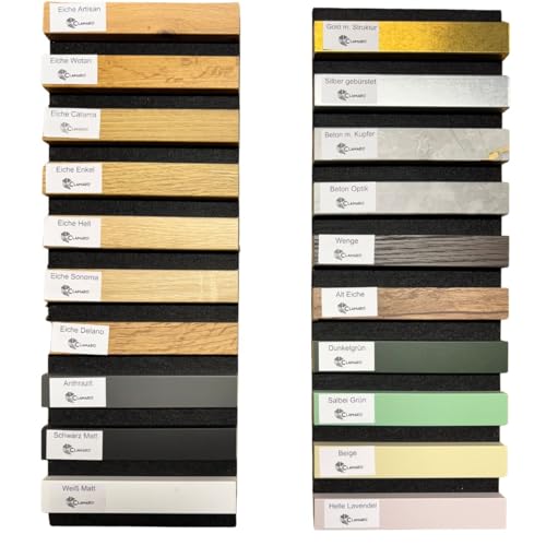 EmsCraft24 Akustikpaneele 1,228m² - 275cm x 46cm x 1.8cm - | Akustikpaneel | Lamellenverkleidung | Wandverkleidung | Akustikfilz | Wandpaneele auf filz (Musterset - 46x18) von EmsCraft24