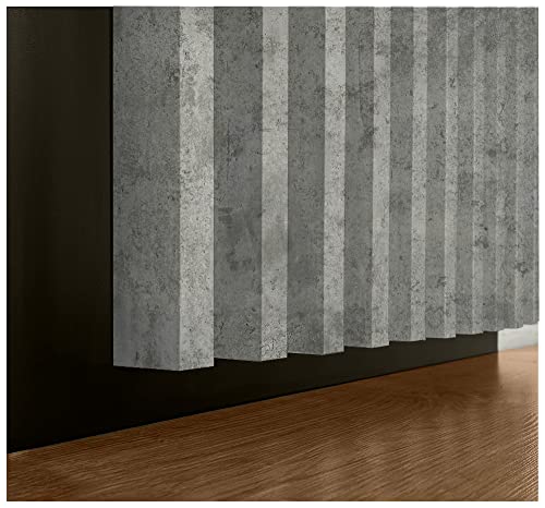 EmsCraft24 Akustikpaneele 1,904m² - 275cm x 68cm x 3.8cm - | Akustikpaneel | Lamellenverkleidung | Wandverkleidung | Akustikfilz | Wandpaneele auf filz (Beton Optik) von EmsCraft24