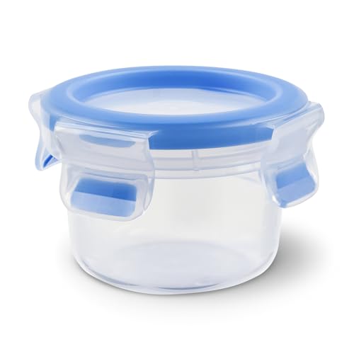 EMSA Clip & Close Frischhaltedose, rund, 0,15 L, Aufbewahrungsbox, 100 Prozent dicht, spülmaschinen-, gefrier-, mikrowellenfest, Transparent, Blau, Made in Germany, 508550 EMSA Clip & Close Frischhaltedose, rund, 0,15 L, Aufbewahrungsbox, 100 Prozent dicht, spülmaschinen-, gefrier-, mikrowellenfest, Transparent, Blau, Made in Germany, 508550 von Emsa