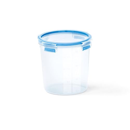 Emsa Clip & Close Frischhaltedose, rund, 2,0 L, Aufbewahrungsbox, 100 Prozent dicht, spülmaschinen-, gefrier-, mikrowellenfest, Transparent, Blau, Made in Germany, 508553 von Emsa