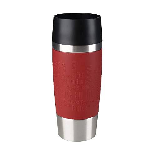 Emsa 513356 Travel Mug Classic | 360 ml | Thermobecher | Isolierbecher | hält 4h heiß/ 8h kalt | 100% dicht | auslaufsicher | Quick-Press-Verschluss | 360°-Trinköffnung | rot | 1 Stück von Emsa