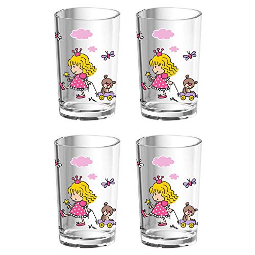 EMSA 516274 Prinzessin Kindertrinkbecher, 200 ml, Hochglanzkunststoff SAN, klar (4 Stück) von Emsa