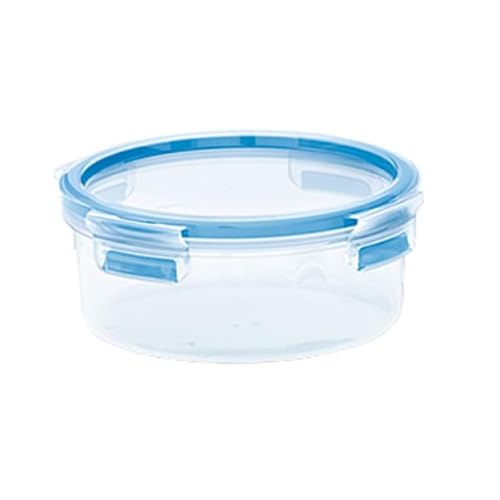 EMSA 508552 Clip & Close Frischhaltedose mit Deckel, Kunststoff, 0,85 l, rund, transparent/blau von Emsa