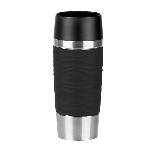 EMSA N2010500 TRAVEL MUG WAVES Isolierbecher 0,36 L Schwarz - bis zu 4h heiß und 8h kalt, 100% dichter Thermobecher, Kaffee to Go, 360°-Trinköffnung, Quick Press Verschluss EMSA N2010500 TRAVEL MUG WAVES Isolierbecher 0,36 L Schwarz - bis zu 4h heiß und 8h kalt, 100% dichter Thermobecher, Kaffee to Go, 360°-Trinköffnung, Quick Press Verschluss von Emsa