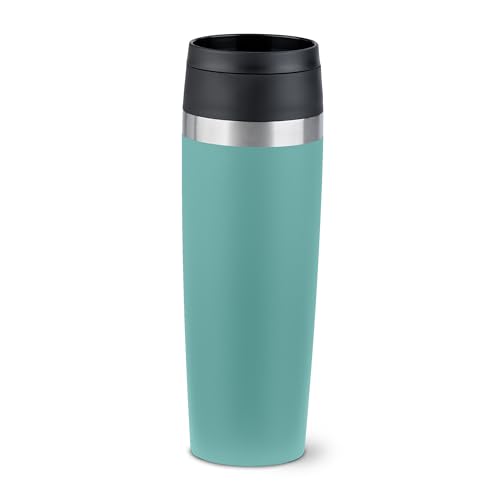 EMSA N2023850 Travel Mug Classic 0,5 Liter , neuer Komfort-Schraubverschluss , Edelstahl , 6h heiß und 12h kalt , 100% dicht , 360°-Trinköffnung , Edelstahl, petrol von Emsa