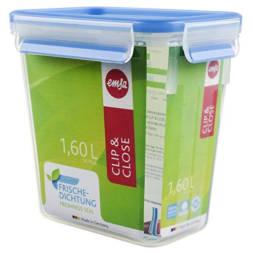 Emsa 508543 CLIP & CLOSE FRISCHHALTEDOSE | Rechteckige | mit Deckel | 1,5 Liter | Transparent/Blau | 100% dicht Emsa 508543 CLIP & CLOSE FRISCHHALTEDOSE | Rechteckige | mit Deckel | 1,5 Liter | Transparent/Blau | 100% dicht von Emsa