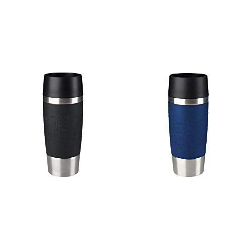 Emsa Standard-Design Travel Mugs, schwarz/blau, 2 x 360ml von Emsa