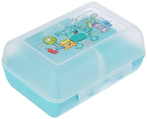 Emsa 514482 Brotdose für Kinder, Herausnehmbare Trennwand, Monstermotiv, Mint, Variabolo Monster von Emsa