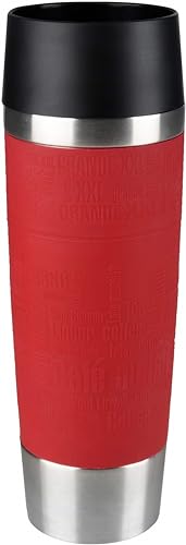 Emsa 515617 Travel Mug Classic Grande | 500ml | Thermobecher | Isolierbecher | hält 6h heiß, 12h kalt | 100% dicht | Easy Quick-Press-Verschluss | 360°-Trinköffnung | Rot | 1 Stück (1er Pack) von Emsa