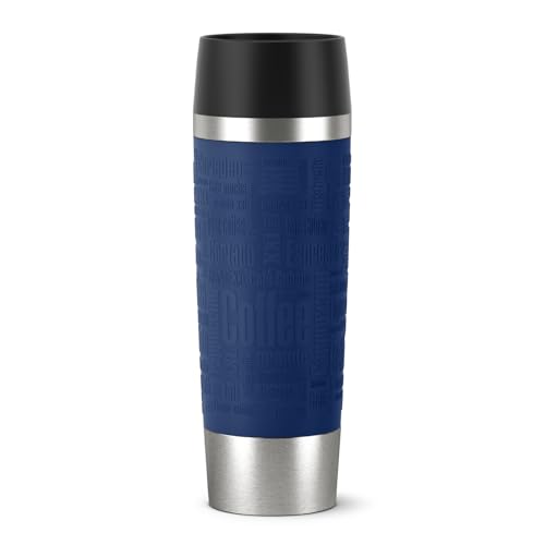 Emsa Travel Mug 500 ml Classic Grande, Thermobecher, Isolierbecher hält 6h heiß, 12h kalt, 100% dicht, auslaufsicher, Easy Quick-Press-Verschluss, 360°-Trinköffnung, blau, 515618 von Emsa