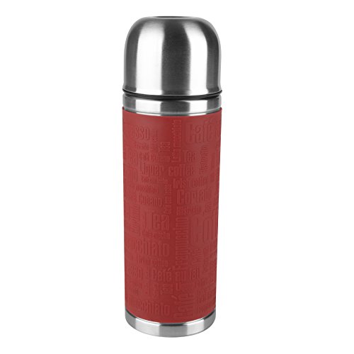 Emsa 515712 Senator Sleeve Isolierflasche mit rutschfester Silikonmanschette, Mobil genießen, 0,5 L, Safe Loc Verschluss, rot von Emsa