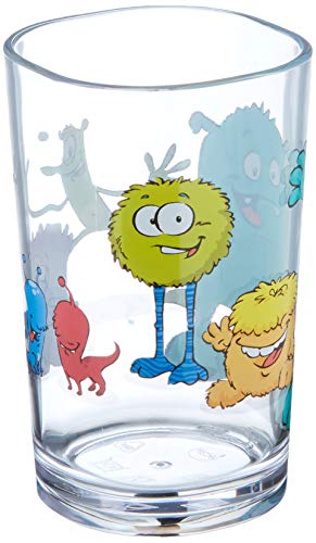 Emsa Kinder-Trinkglas Kids, 0,2 Liter, Motiv: Monster, Blau/Gelb, 1 Stück (1er Pack) von Emsa