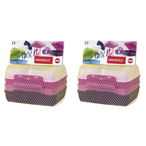 Emsa 517052 Variabolo 4-teiliges Frischhaltedosen Girls-Set, 16 x 11 x 7 cm, beidseitig zu öffnen, platzsparend ineinander stapelbar, rosa (Packung mit 2) von Emsa