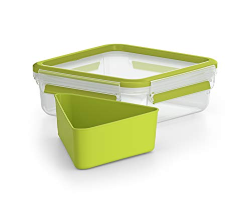 EMSA Clip & Go Lunchbox, 0,85 L, Brotdose mit Eck-Einsatz, 100 Prozent dicht, mit Frischedichtung, Transparent, Hellgrün, Made in Germany, 518104 EMSA Clip & Go Lunchbox, 0,85 L, Brotdose mit Eck-Einsatz, 100 Prozent dicht, mit Frischedichtung, Transparent, Hellgrün, Made in Germany, 518104 von Emsa