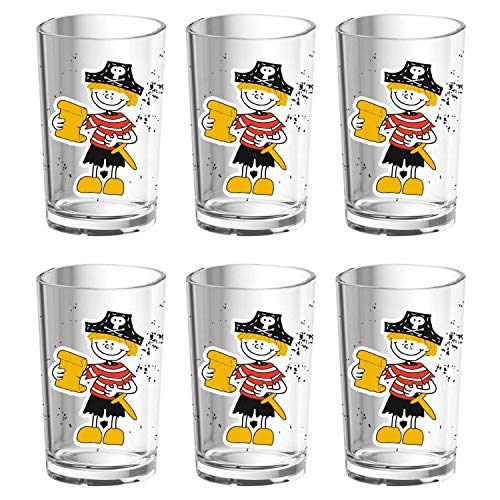 Emsa 6er Set PIRATES Kinderglas Kinderbecher Kunststoffbecher, 0,2 L von Emsa