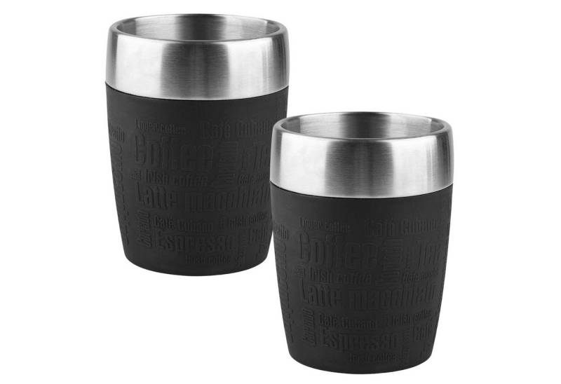 Emsa Becher 2 x Emsa Travel Cup Schwarz 200ml Thermobecher Trink-Dreh-Verschluss I von Emsa