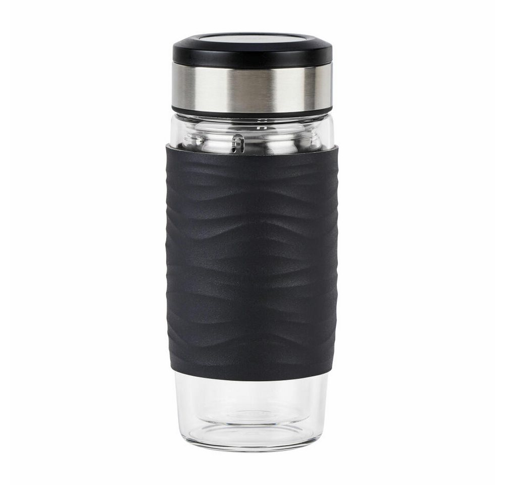 Emsa Becher Tea Mug mit Sieb Schwarz 400 ml, Glas von Emsa