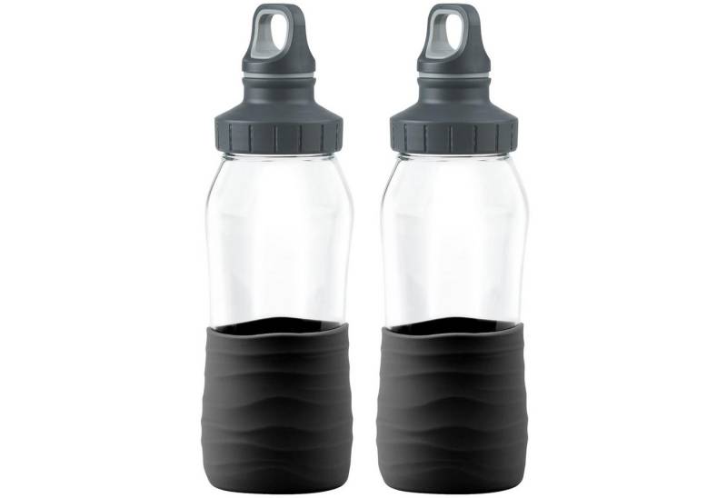 Emsa Trinkflasche 2 x Emsa Drink2Go Glas Trinkflasche 0.5 Liter Schraubverschluss Auslau von Emsa