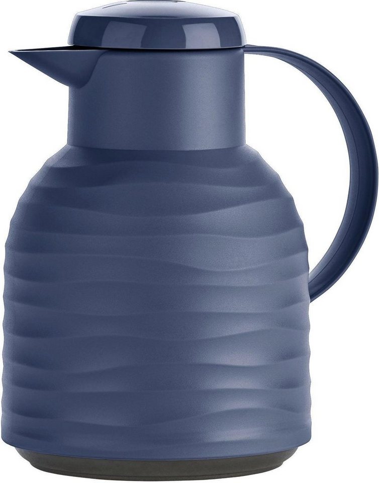 Emsa Isolierkanne Samba Wave, 1 l, Made in Germany, 12h warm/24h kalt, Quick-Press-Deckel, Glaskolben von Emsa