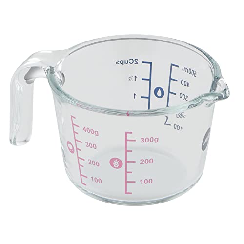 Emsa Prep&Bake Messbecher aus Glas | 0.5 Liter | 2 Skalen für feste und flüssige Zutaten | einfaches Ausgießen | Mikrowellentauglich | K3236034 von Emsa