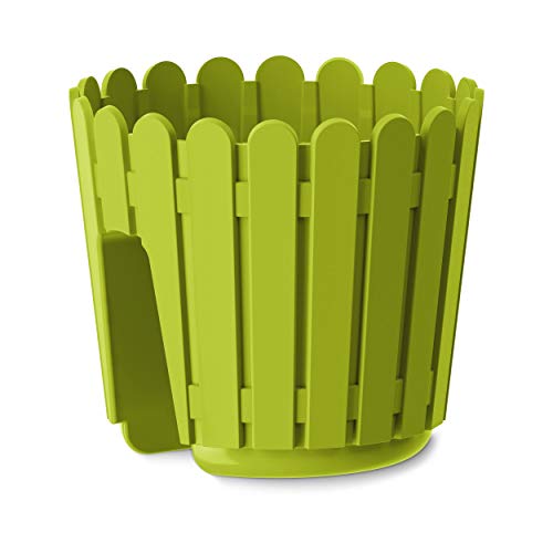 POETIC/EMSA - Geländertopf für den Außenbereich - Pflanzgefäss aus recyceltem Kunststoff - Dekorativ - Farbe Grün - L.29,5 x B.29,5 x H.26,5 cm - 9,2 Liter von Emsa