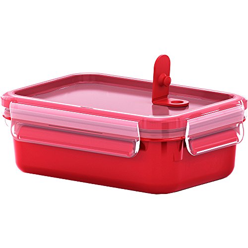 Emsa Mikrowellendose Clip & Micro 517771 | Mikrowellenventil | 0,55 L | Lunchbox | Integrierte Maßeinteilung | Made In Germany | Rot/ Transparent von Emsa