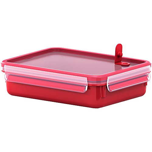 Emsa Mikrowellendose Clip & Micro 517776 | Mikrowellenventil | 1,2 L | Lunchbox | Integrierte Maßeinteilung | Made In Germany | Rot/ Transparent von Emsa