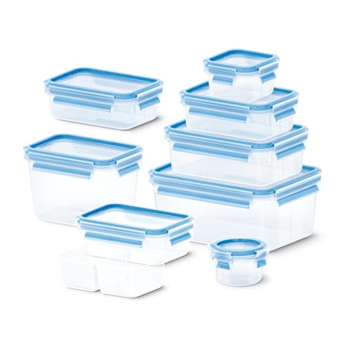 EMSA Clip & Close Frischhaltedosen-Set, 0,15 u. 0,2 u. 2 x 0,55 u. 0,55 (inkl. Einsätze) u. 1 u. 1,1 u. 2,2 L, 100 Prozent dicht, spülmaschinen-, gefrier-, mikrowellenfest, Transparent, Blau, N10614 EMSA Clip & Close Frischhaltedosen-Set, 0,15 u. 0,2 u. 2 x 0,55 u. 0,55 (inkl. Einsätze) u. 1 u. 1,1 u. 2,2 L, 100 Prozent dicht, spülmaschinen-, gefrier-, mikrowellenfest, Transparent, Blau, N10614 von Emsa