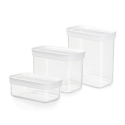 Emsa N11427 Optima 3-teiliges Trockenvorratsdosen-Set | 0,45/1/1,6 Liter | rechteckig | 100% sicher/hygienisch/unbedenklich/platzeffizient | Frischedichtung | BPA-frei | transparentes Design von Emsa