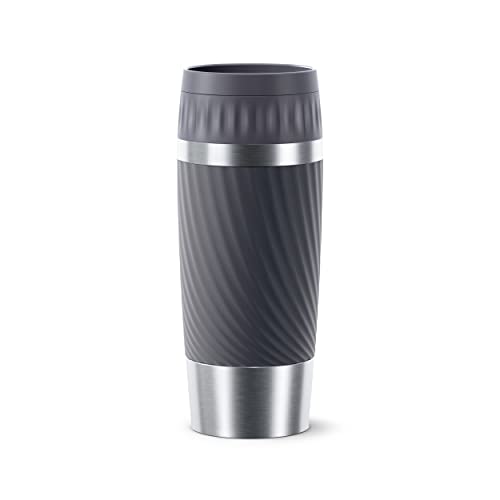 Emsa Travel Mug Easy Twist Edelstahl-Isolierbecher, 360 ml, Spülmaschinenfest, Einfaches Öffnen & Schließen, 4h heiß + 8h kalt, Anthrazit, N2011500 von Emsa