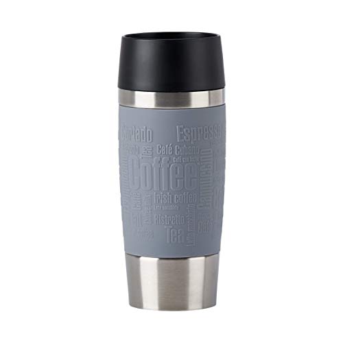 EMSA N20127 Travel Mug Classic Mug isotherme en acier inoxydable, 360ml, 4 h chaud, 8 h froid, sans BPA, 100% étanche, passe au lave-vaisselle, ouverture à 360°, Gris von Emsa