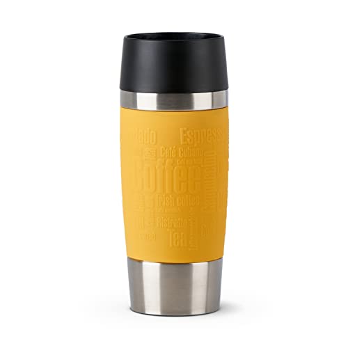 Emsa N20128 Travel Mug Classic | 360 ml | Thermobecher | Isolierbecher | 4h heiß | 8h kalt | BPA-Frei | 100% dicht | auslaufsicher | spülmaschinengeeignet | 360°-Trinköffnung | Gelb von Emsa
