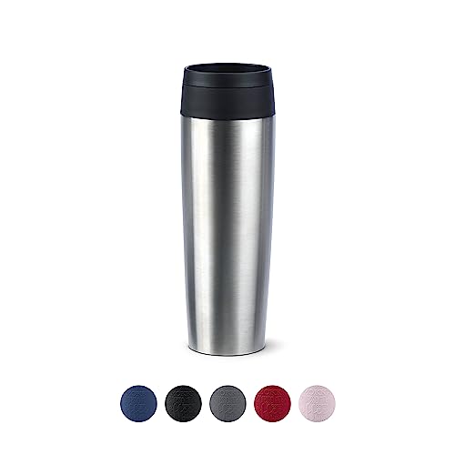 Emsa N20219 Travel Mug Classic Isolierbecher 0,5 Liter , neuer Komfort-Schraubverschluss , Edelstahl , 6h heiß und 12h kalt , 100% dicht , spülmaschinenfest , 360°-Trinköffnung , Edelstahl von Emsa