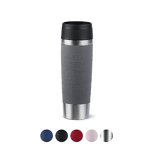 Emsa N20223 Travel Mug Classic Isolierbecher 0,5 Liter , neuer Komfort-Schraubverschluss , Edelstahl , 6h heiß und 12h kalt , 100% dicht , spülmaschinenfest , 360°-Trinköffnung , Dunkelgrau von Emsa