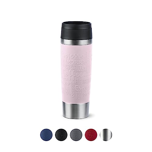 Emsa N20224 Travel Mug Classic Isolierbecher 0,5 Liter , neuer Komfort-Schraubverschluss , Edelstahl , 6h heiß und 12h kalt , 100% dicht , spülmaschinenfest , 360°-Trinköffnung , Pastellrosa von Emsa