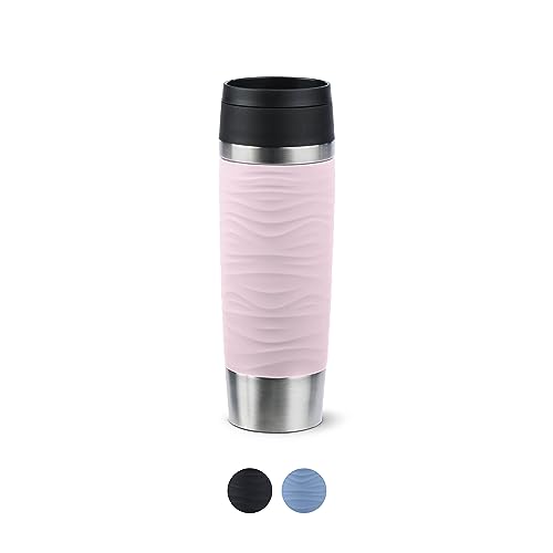 Emsa N20227 Travel Mug Wave Isolierbecher 0,5 Liter , neuer Komfort-Schraubverschluss , Edelstahl , 6h heiß und 12h kalt , 100% dicht , spülmaschinenfest , 360°-Trinköffnung , Pastellrosa von Emsa