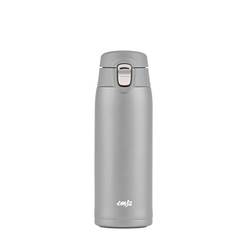 Emsa N21510 Travel Mug Light Thermo-/Isolierbecher aus Edelstahl | 0,4 Liter | 8h heiß | 16h kalt | 100% dicht | auslaufsicher | spülmaschinengeeignet | Klappverschlussystem | Grau,1 Stück (1er Pack) von Emsa