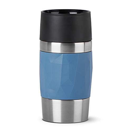 Emsa N21602 Travel Mug Compact Thermo-/Isolierbecher aus Edelstahl | 0,3 Liter | 3h heiß | 6h kalt | BPA-Frei | 100% dicht | auslaufsicher | spülmaschinengeeignet | 360°-Trinköffnung | Blau von Emsa